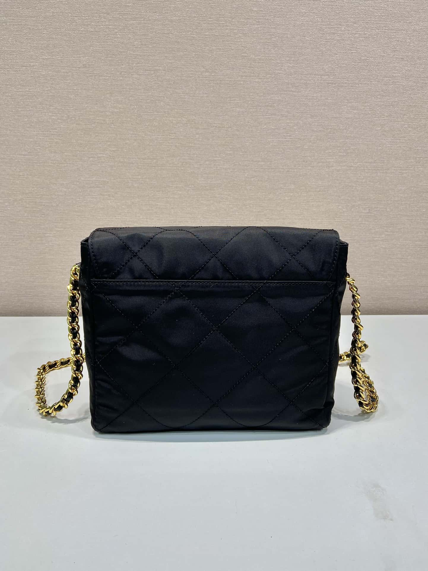 Prada Tessuto Flap Nylon Shoulder Bag With Chain Strap Kaialux 23x18x6cm