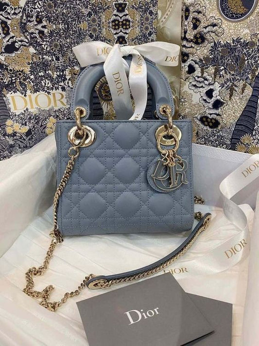 Bagsaaa Dior Lady Medium Baby Blue Bag 24cm