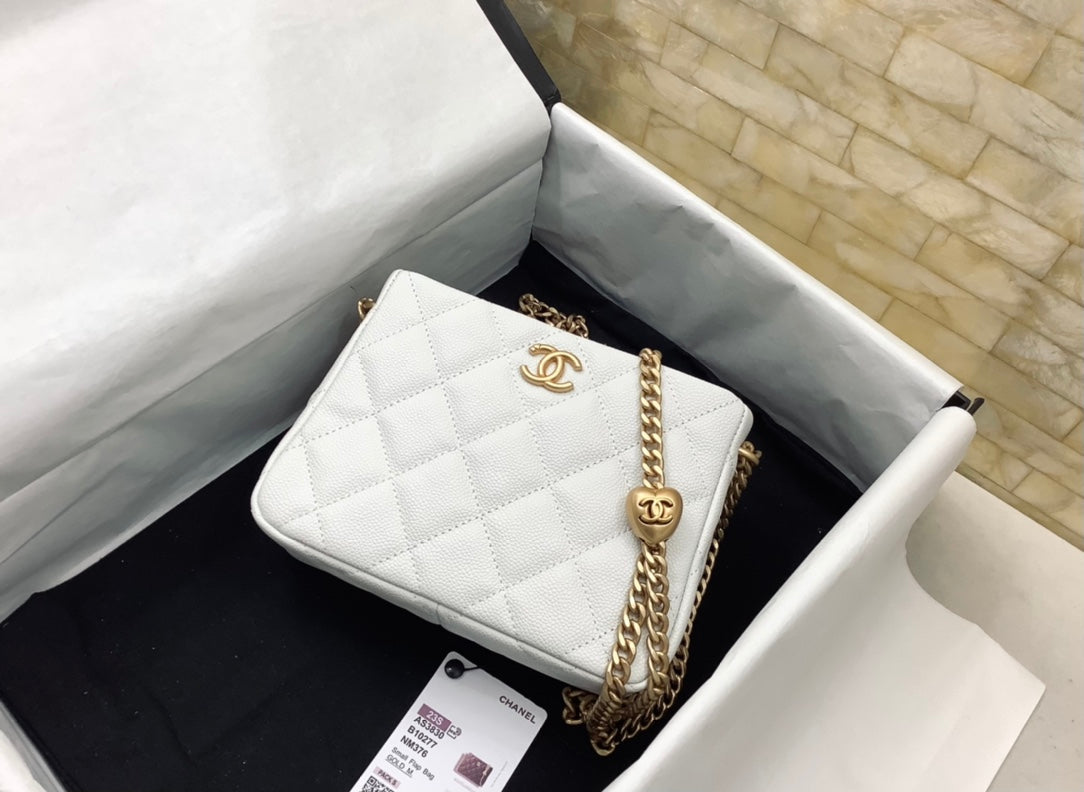 CHANEL | 23P Chanel Hobo Mini White Caviar Ghw Size 16 cm