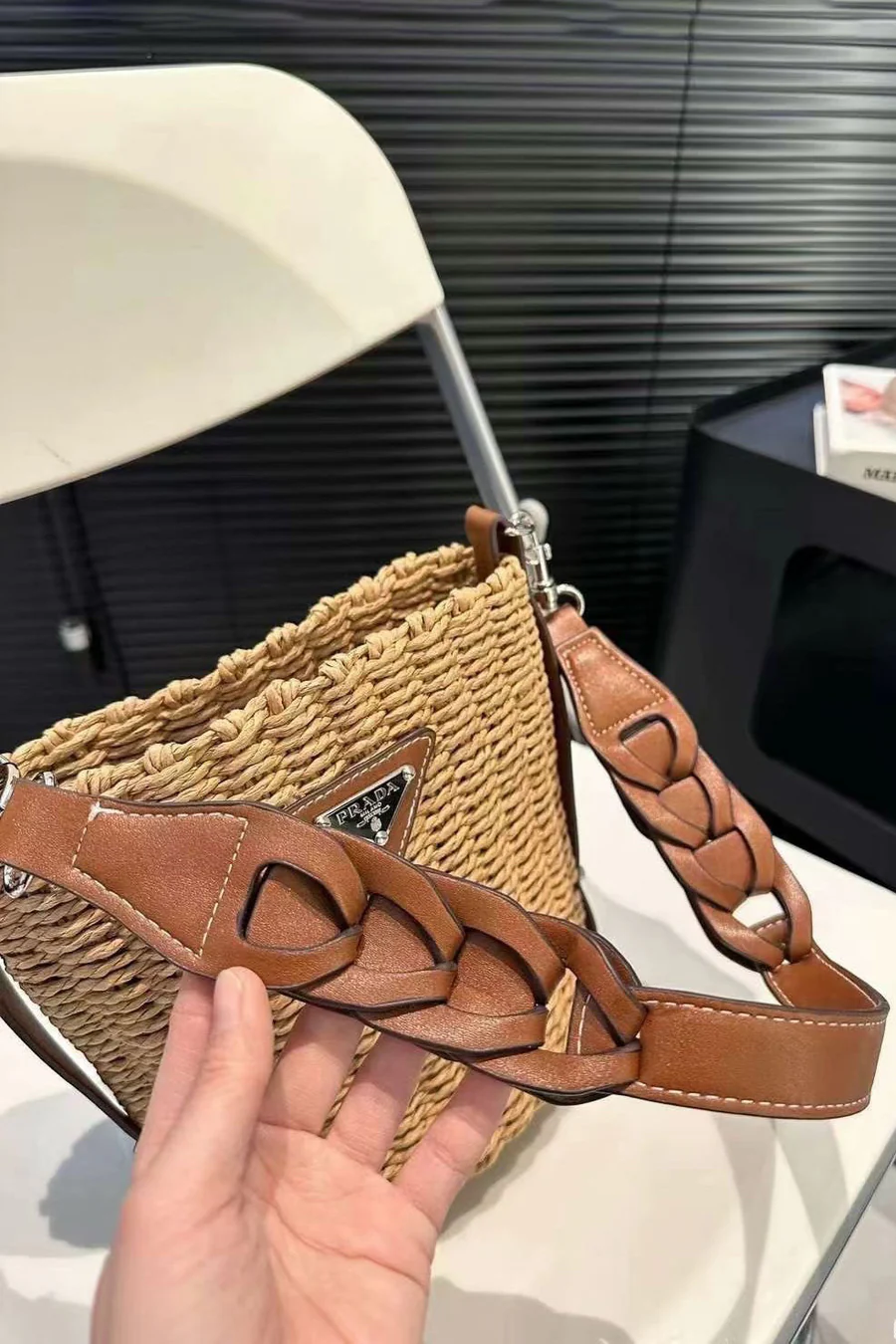 Prada Woven Bucket Bag