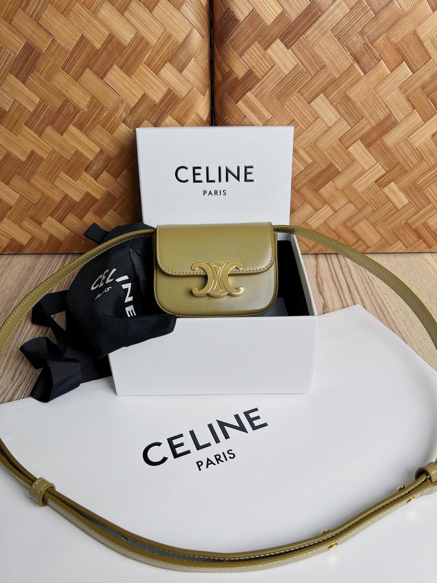 Celine Mini Triomphe Light Green Bag - 11x8x4cm