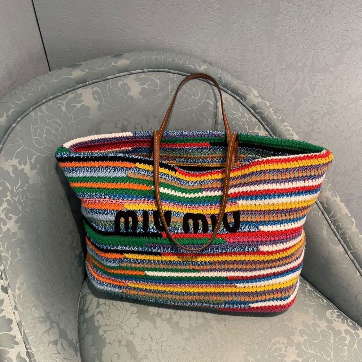 Miumiu Multicolored Crochet Tote Bag