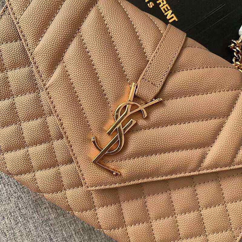 YSL  Envelope Medium Beige Grain Leather 24x17.5x6 cm