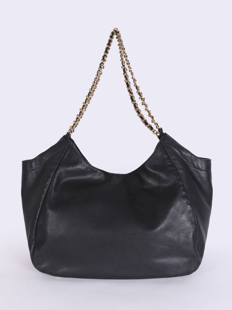 PRADA Vitello Soft Chain Handle Shoulder Bag Nero 48 x 33 x 20cm