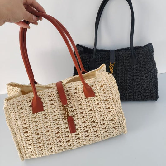 SAINT LAURENT Vegetable basket Hollow grass woven tote bag