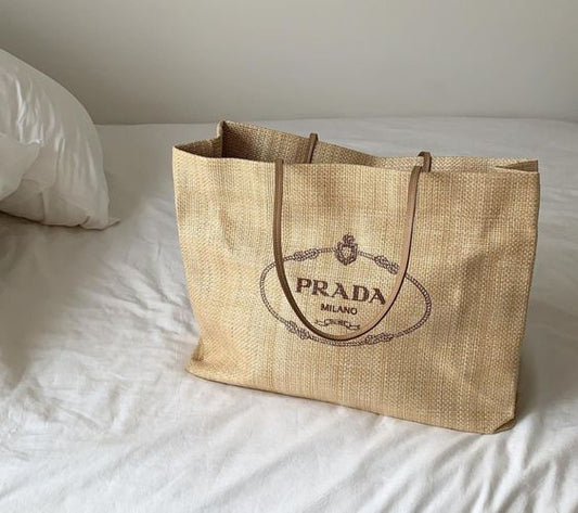 Prada Raffia Tote Handbag