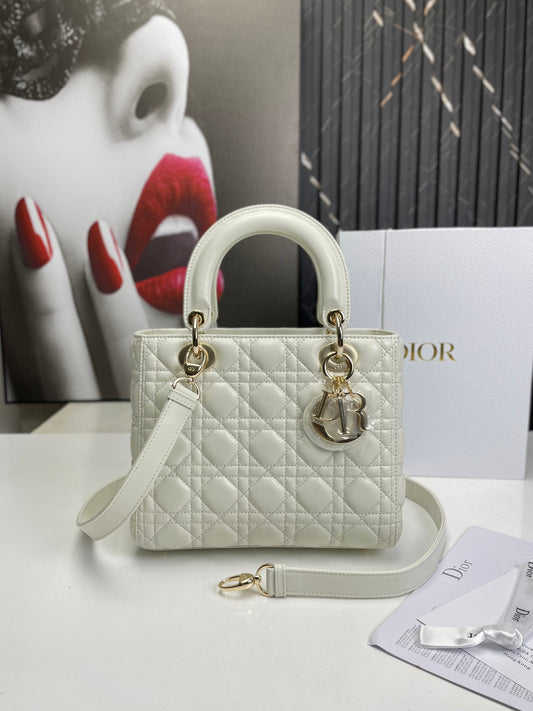 Dior Lady Medium White Bag 24cm