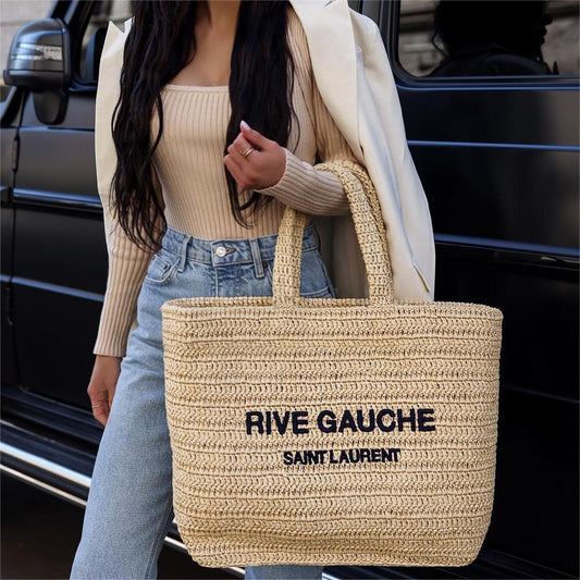 SAINT LAURENT Rive Gauche Logo Crochet Tote