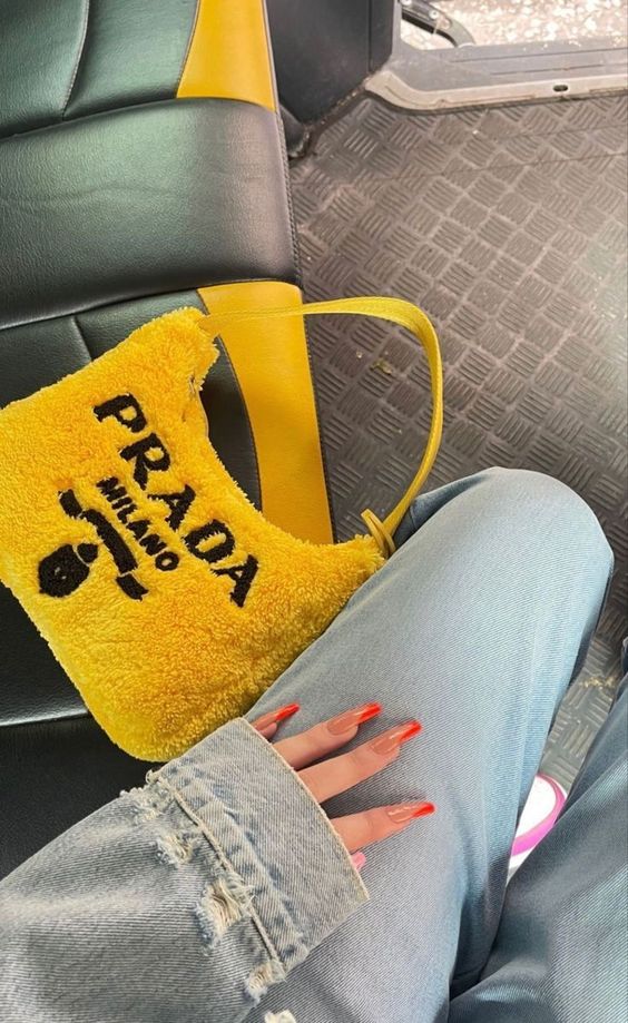 Prada Terry Cloth Mini Bag In Yellow