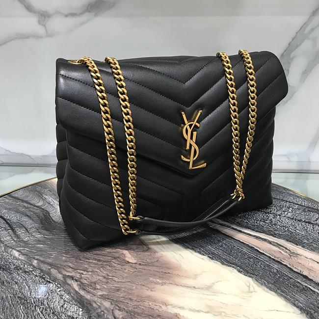 YSL Medium 32 Loulou Bag Black in Gold 32x22x11cm