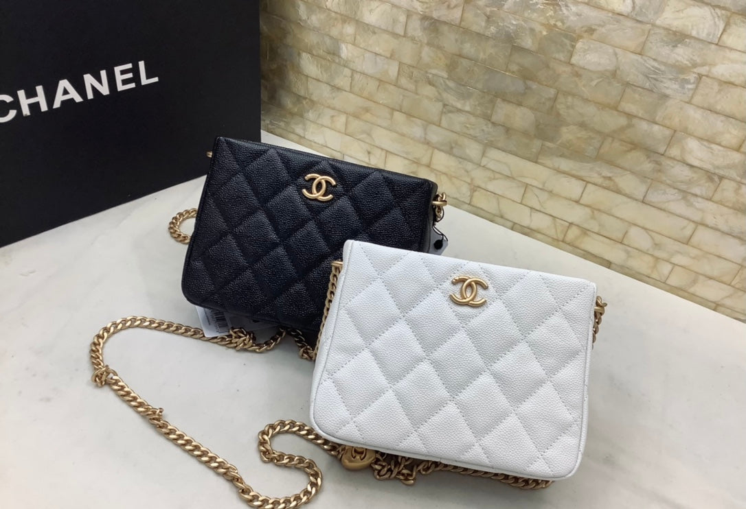 CHANEL | 23P Chanel Hobo Mini White Caviar Ghw Size 16 cm