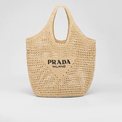 Prada Raffia Tote Bag-Khaki