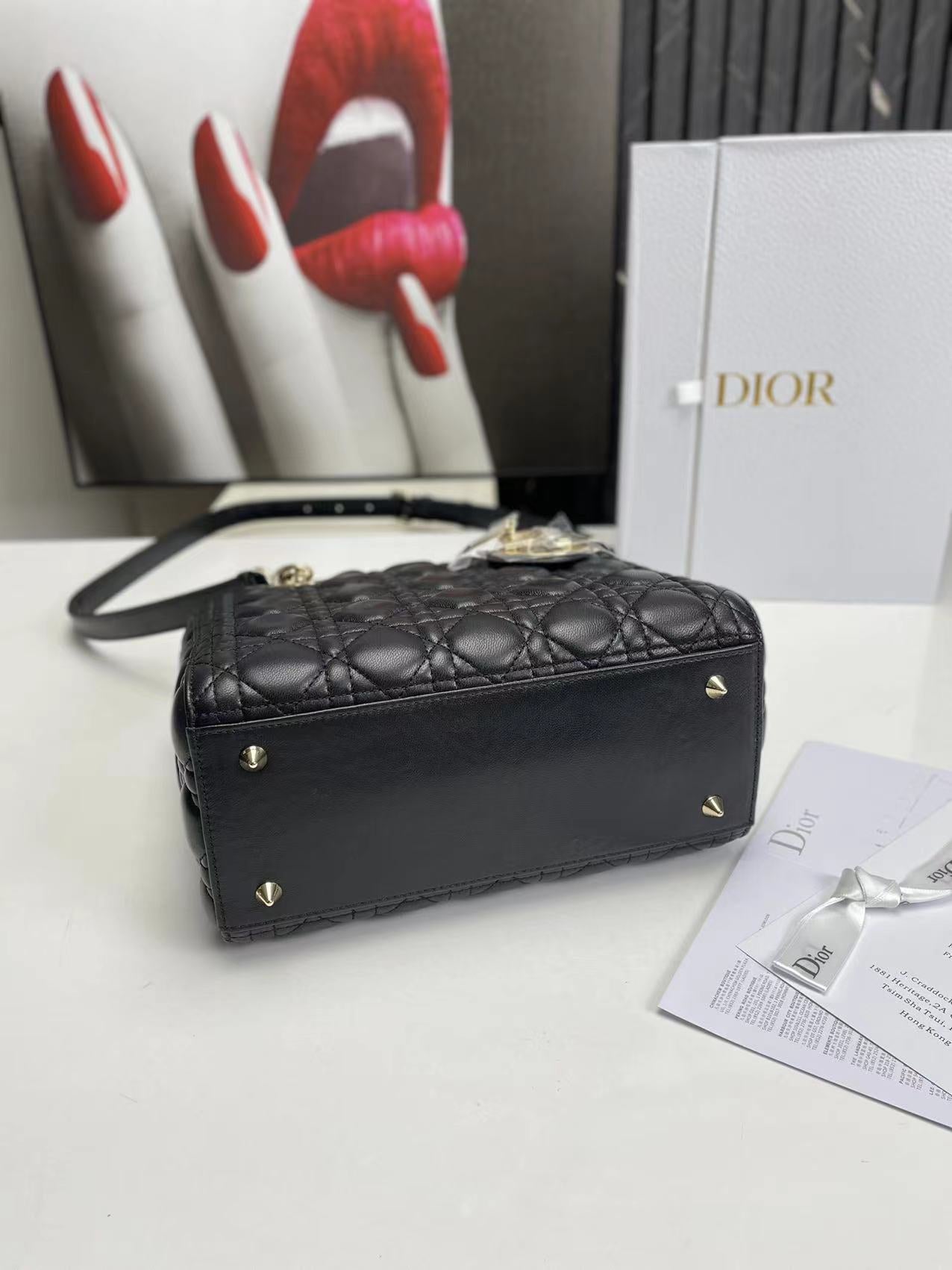 Dior Lady Medium Black Bag 24cm