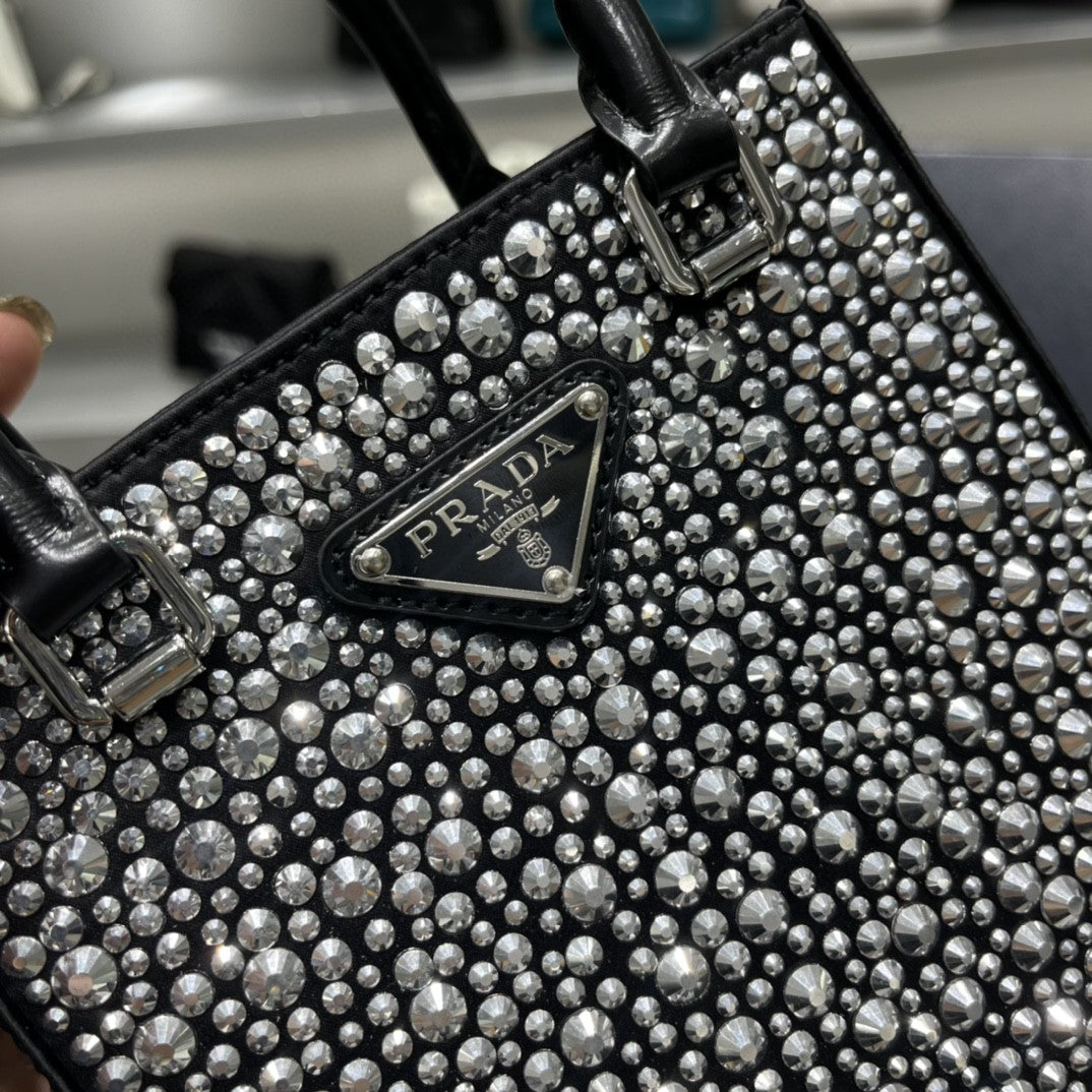 Prada Black Crystal Bag 15x17.5x5cm