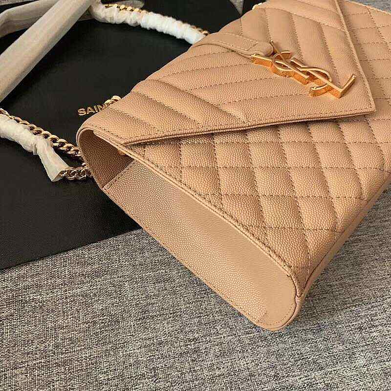 YSL  Envelope Medium Beige Grain Leather 24x17.5x6 cm