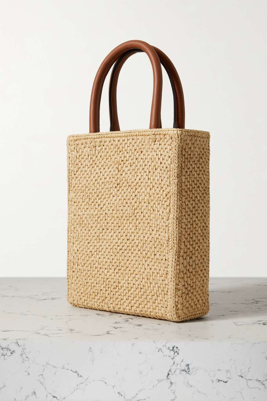 LOEWE Leather-trimmed raffia tote