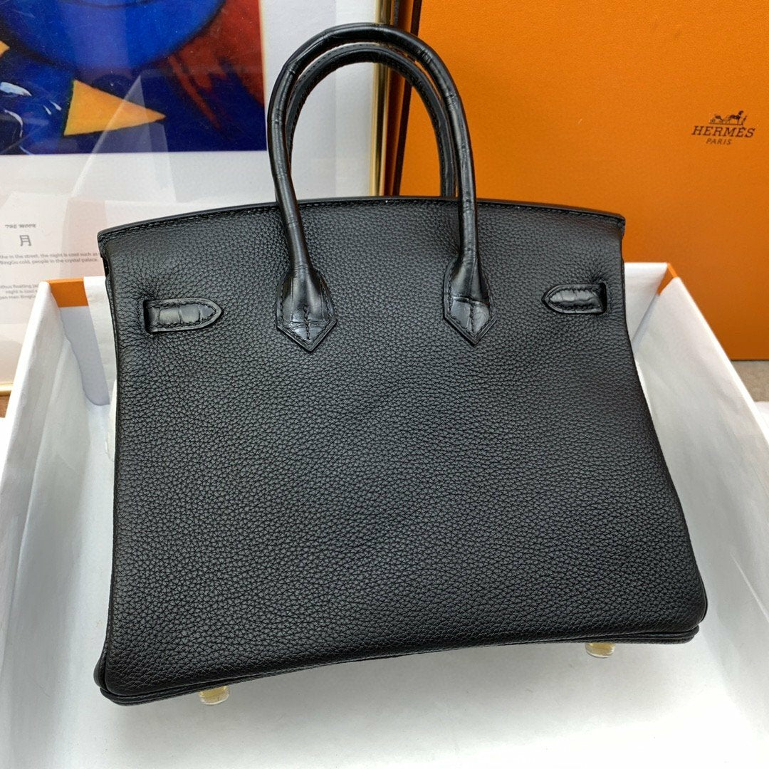 Hermes Birkin 25 Nata Swift Gold Hardware Black