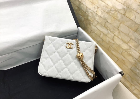 CHANEL | 23P Chanel Hobo Mini White Caviar Ghw Size 16 cm