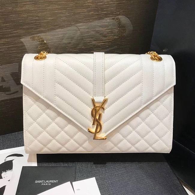 YSL  Envelope Medium White Grain Leather 24x17.5x6 cm