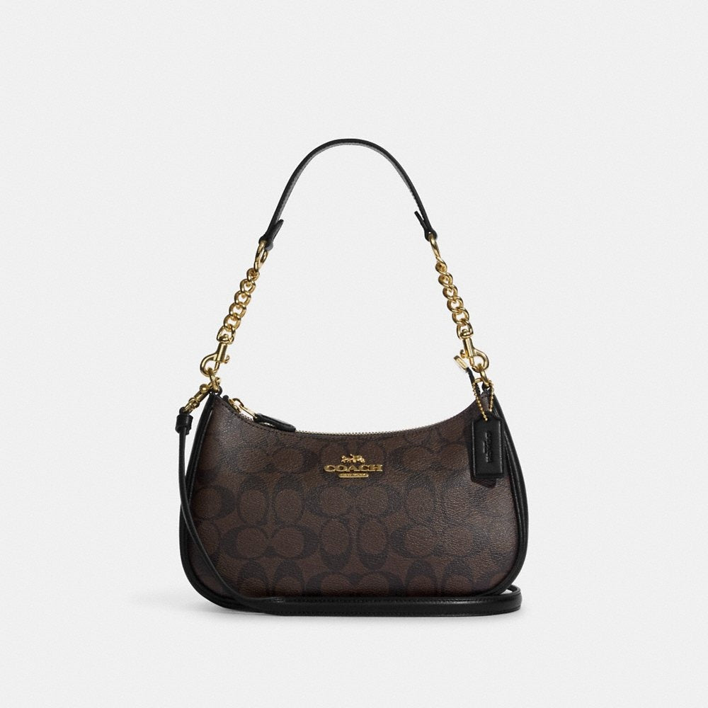 Coach Teri Shoulder Bag In Signature Canvas in Brown