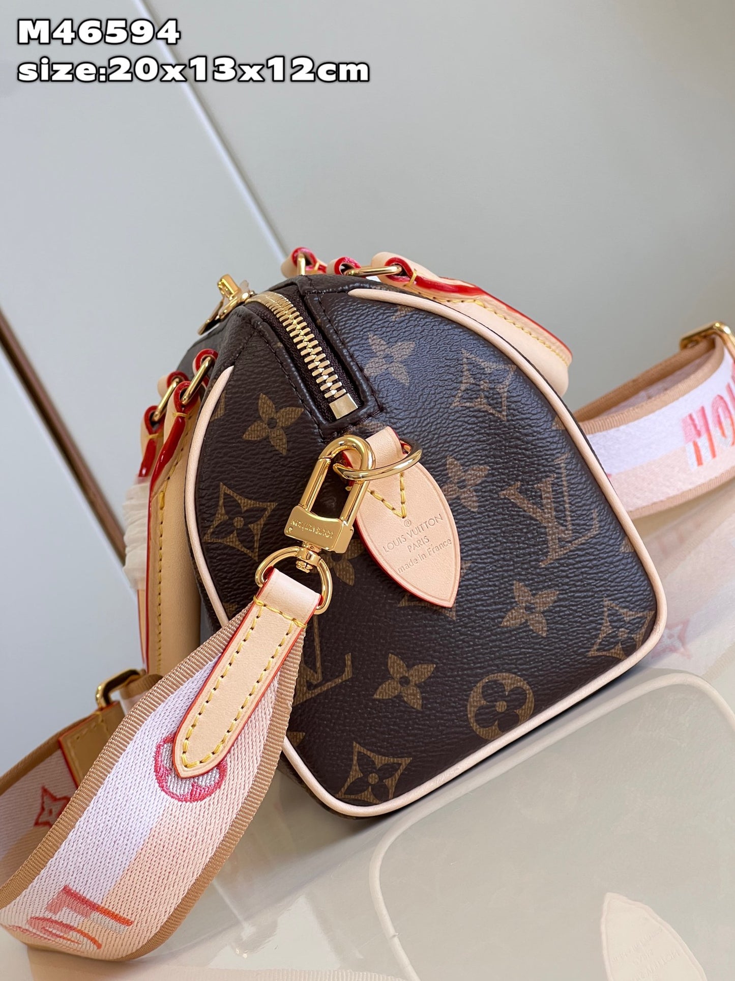 Louis Vuitton Speedy Bandoulière 20 Monogram Pink Strap - 20.5 x 13.5 x 12.0 cm