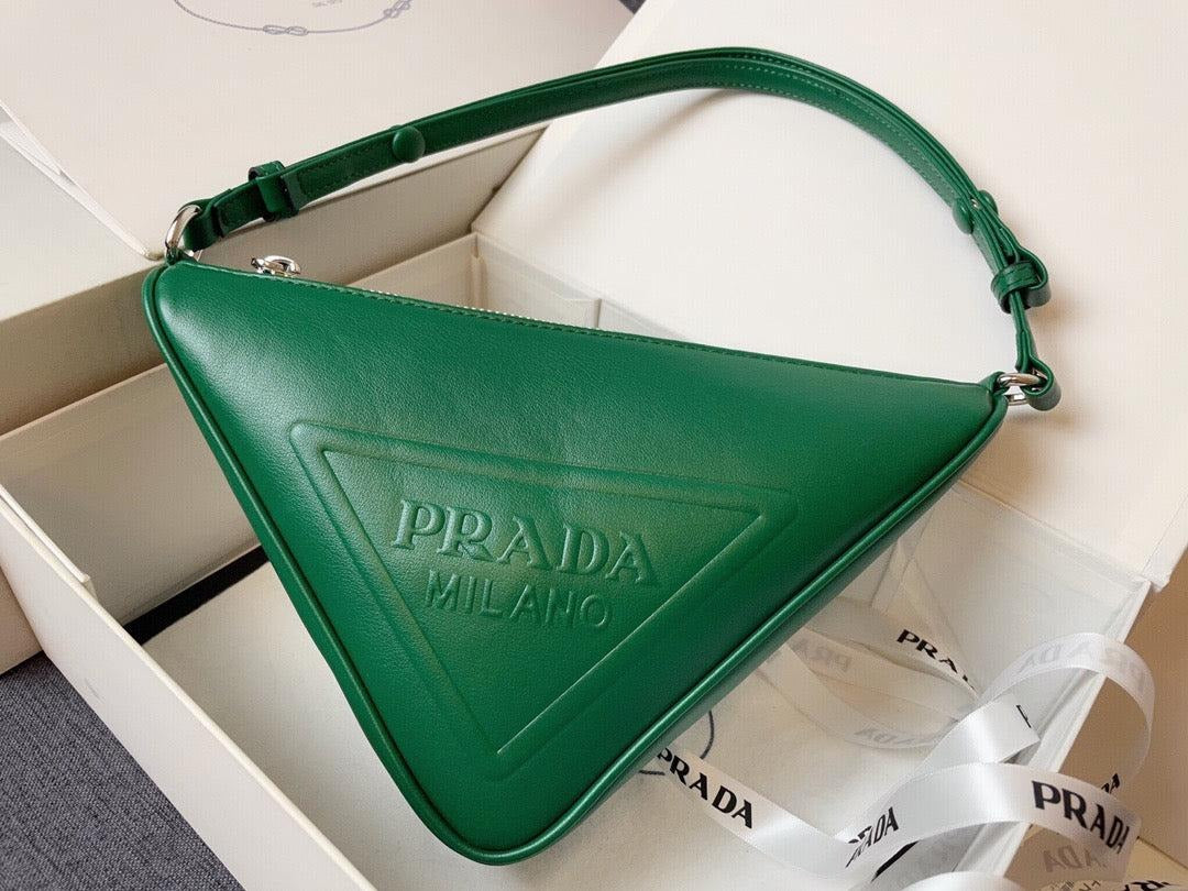 Prada Handbag Triangle Leather Pouch 10.2X6.3X2Inch