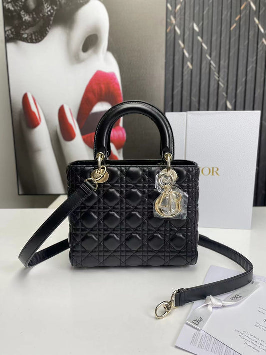 Dior Lady Medium Black Bag 24cm