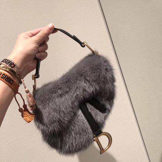 Dior Winter Saddle Bag In Grey