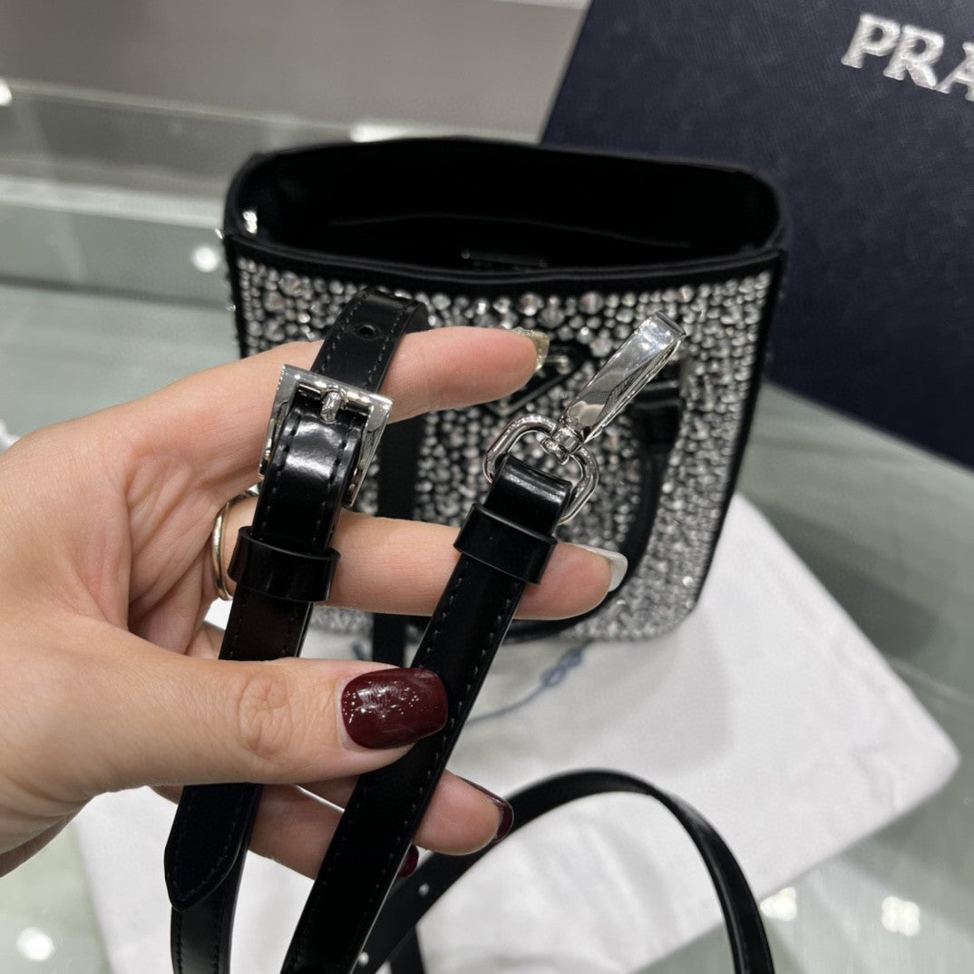 Prada Black Crystal Bag 15x17.5x5cm