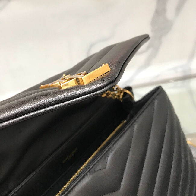 YSL Medium 32 Loulou Bag Black in Gold 32x22x11cm