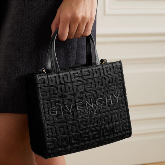 GIVENCHY G-Tote mini leather-trimmed canvas-jacquard tote