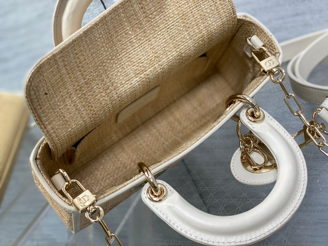 Dior Lady D-Joy Small Natural Macrocannage Raffia - 22.5x6x11.5cm