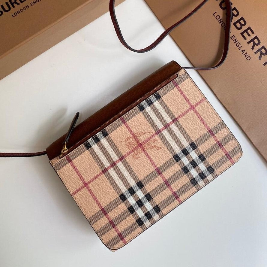 BB classic plaid fabric small square bag