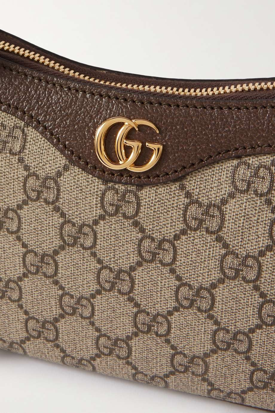 GUCCI Ophidia embellished textured leather-trimmed printed coated-canvas shoulder bag