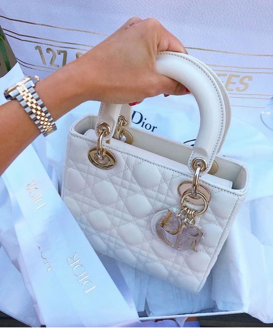 Bagsaaa Dior Lady Medium White Bag 24cm