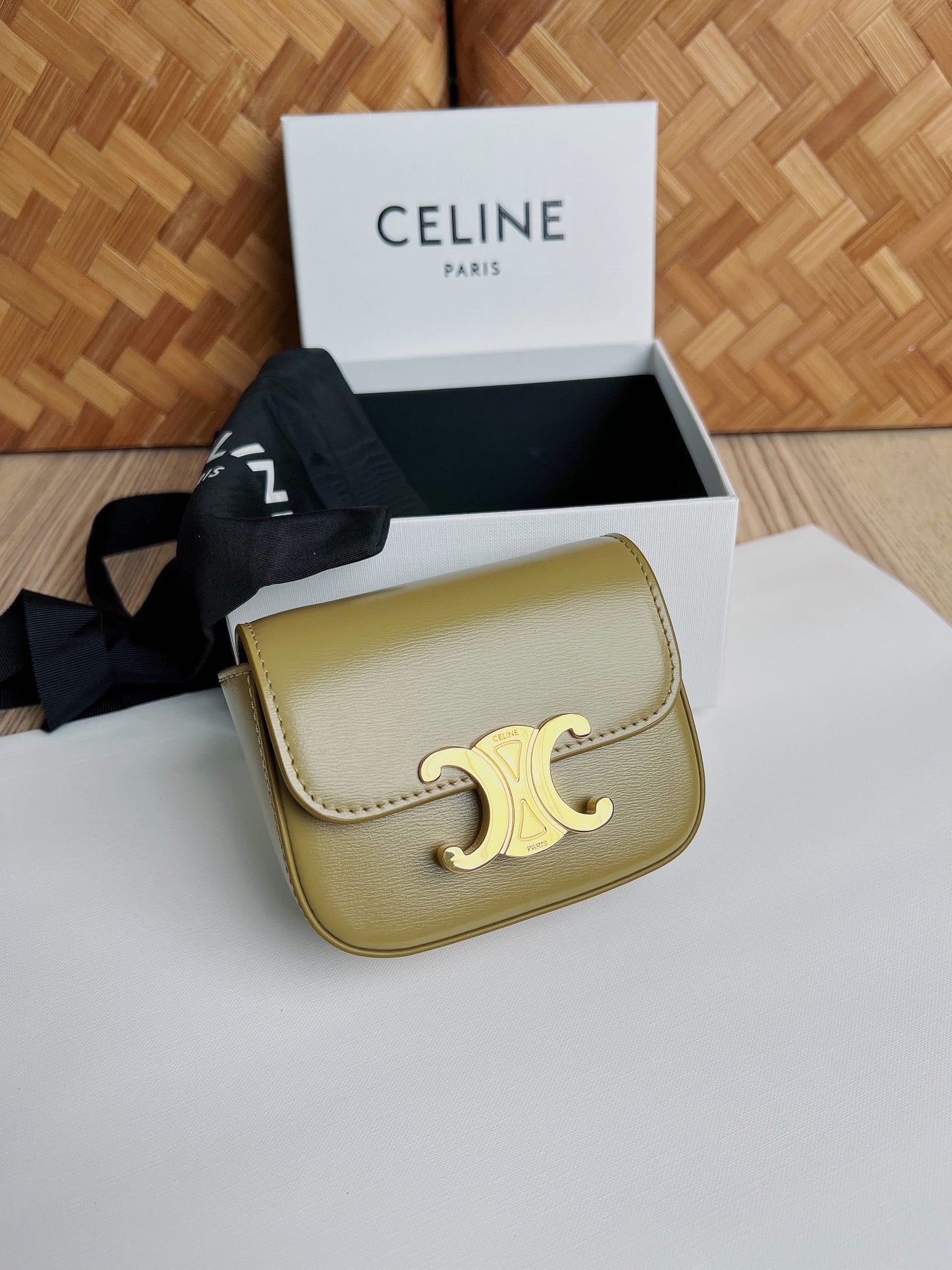 Celine Mini Triomphe Light Green Bag - 11x8x4cm