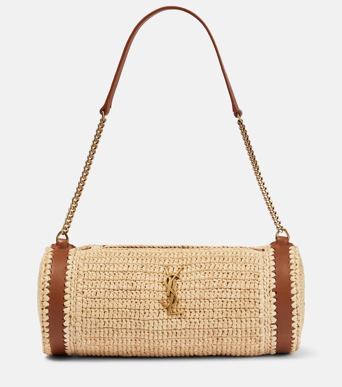 SAINT LAURENT Cassandre Small raffia shoulder bag