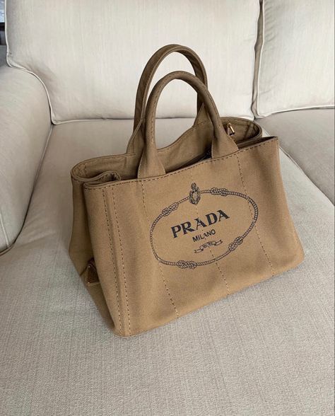 Prada Print Logo Tote Bag