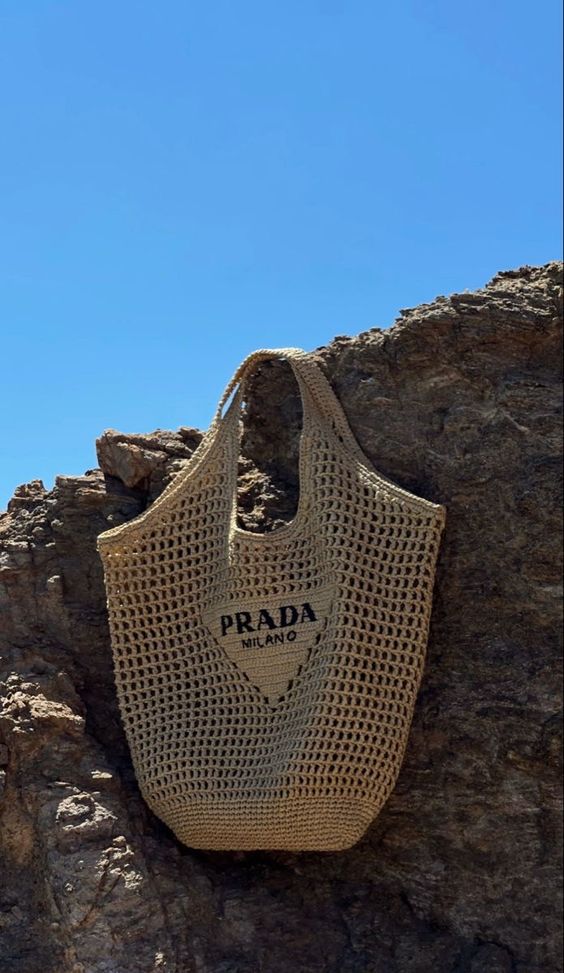 Prada Raffia Tote Bag-Khaki