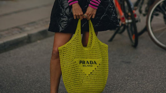 Prada Raffia Tote Bag-Yellow