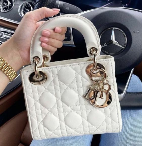 Bagsaaa Dior Lady Medium White Bag 24cm