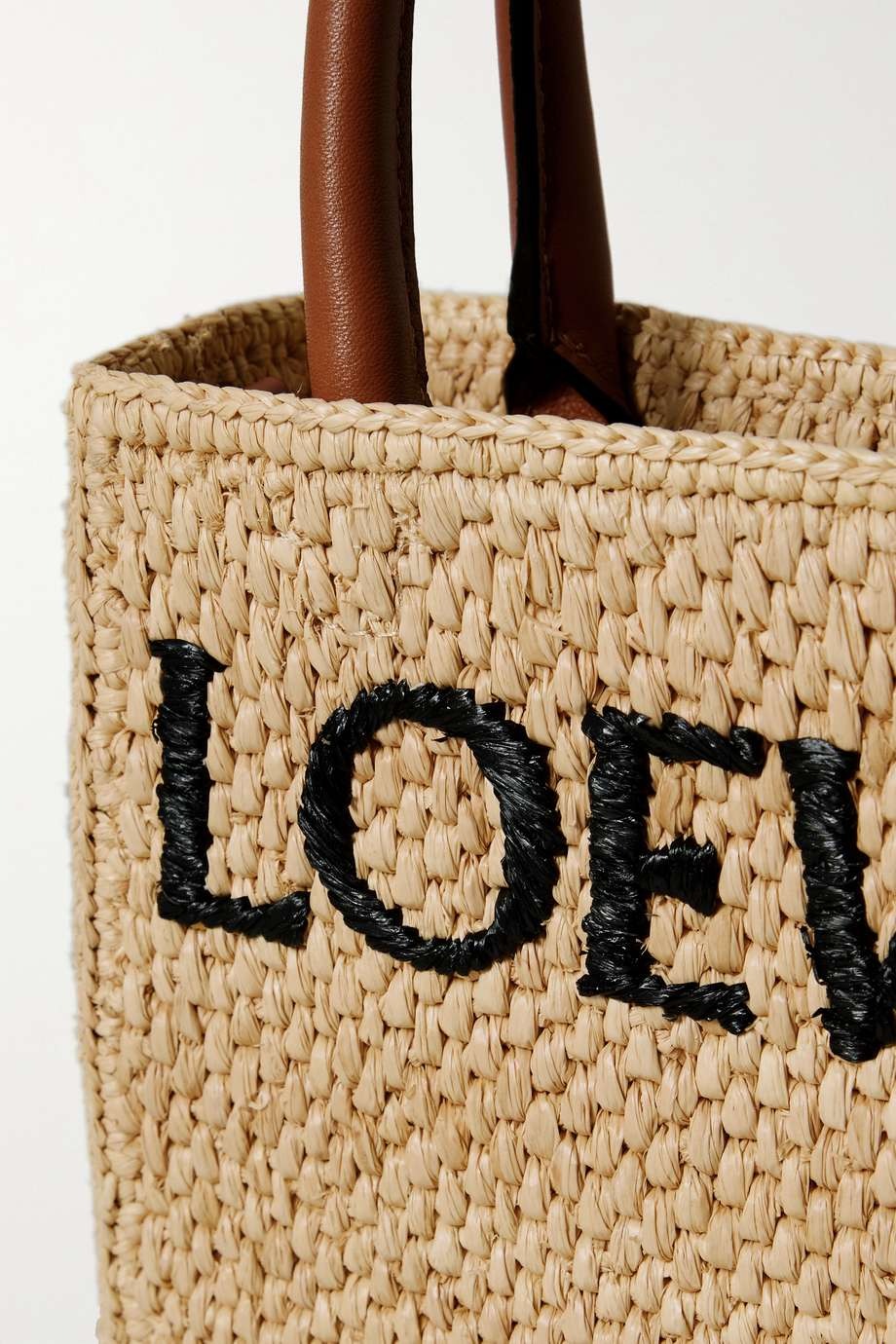 LOEWE Leather-trimmed raffia tote