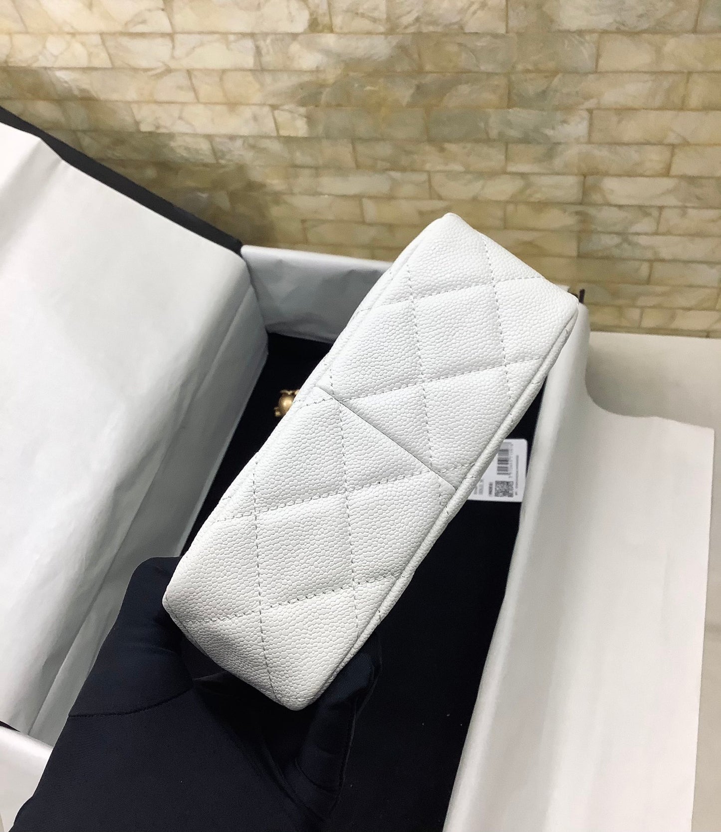 CHANEL | 23P Chanel Hobo Mini White Caviar Ghw Size 16 cm