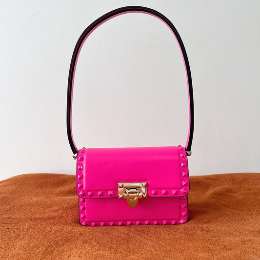 Valentino Garavani Rockstud Shoulder Pink Bag - 18.5x12x8cm