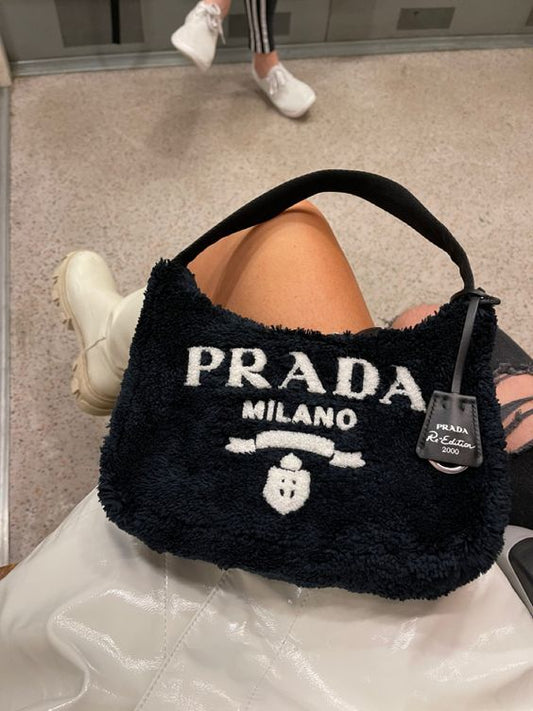 Prada Terry Cloth Mini Bag In Black