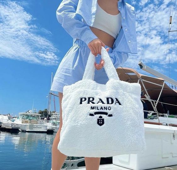 Terry Tote Prada Bag In White