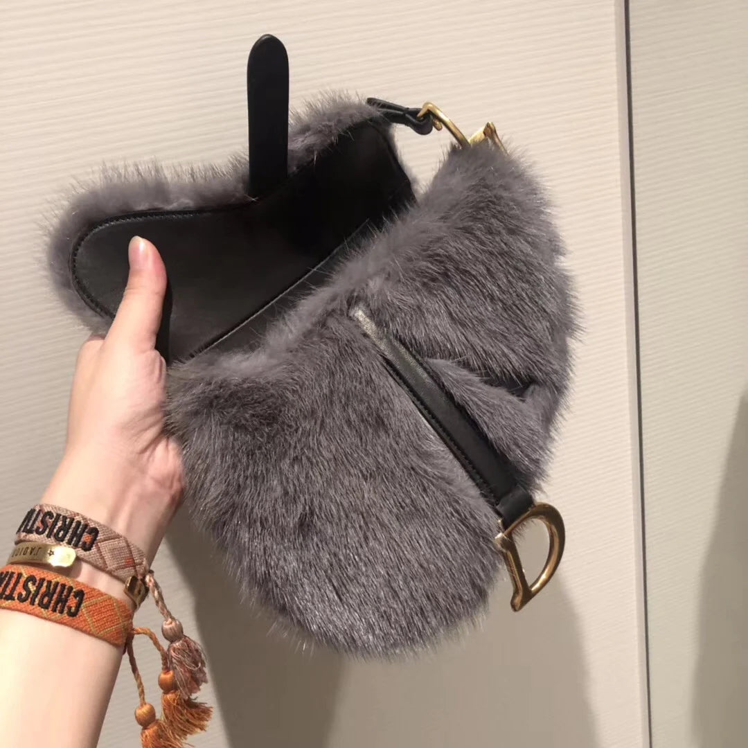 Dior Winter Saddle Bag In Grey