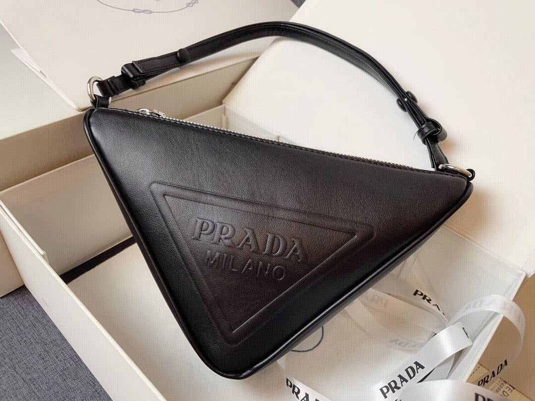 Prada Handbag Triangle Leather Pouch 10.2X6.3X2Inch