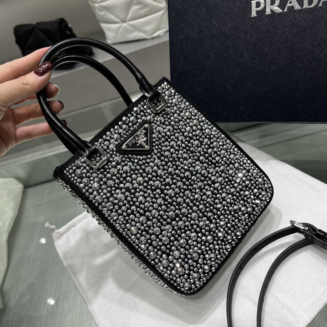 Prada Black Crystal Bag 15x17.5x5cm