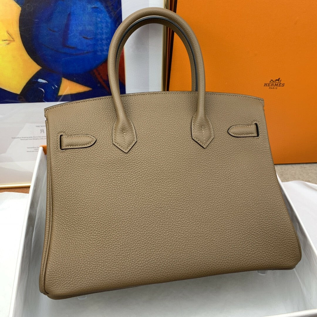 Hermes Birkin 30 Togo Etoupe Bag Silver Hardware Handbags (11.8in30cm)